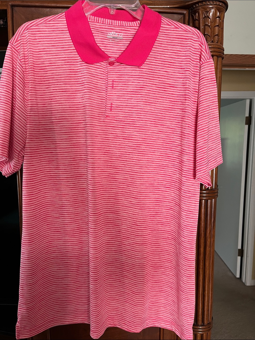 Hot Pink Striped Polo Shirt - BCG Golf